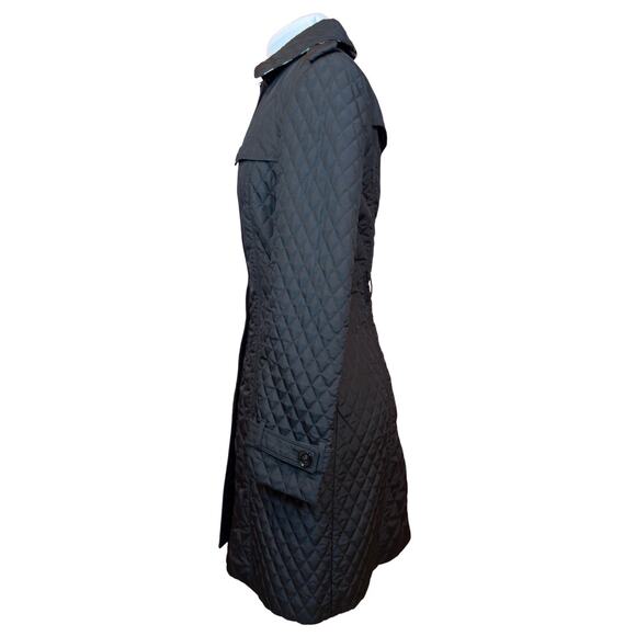 Burberry Coat Black Parka Long Diamond Quilted Puffer Jacket Nova Check US 8 - Picture 5 of 12